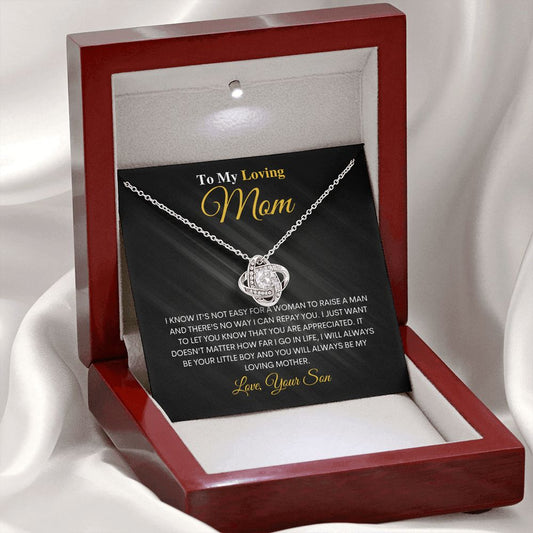 To My Loving Mom - Your Little Boy - Mother's Day Love Knot Necklace