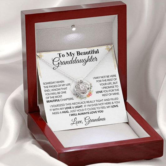 To My Beautiful Granddaughter From Grandma - Love Knot Necklace