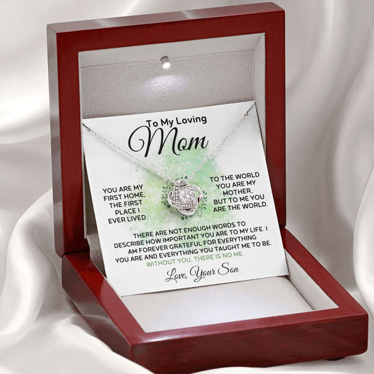 To My Loving Mom From Son - My World - Mother's Day Love Knot Necklace