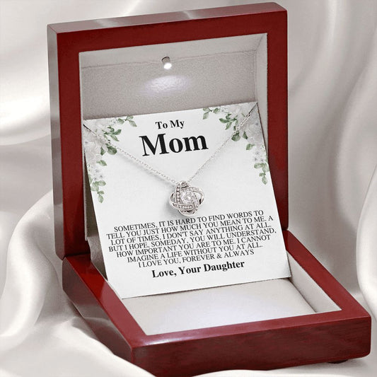To My Loving Mom - How Much You Mean To Me - Mother's Day Love Knot Necklace