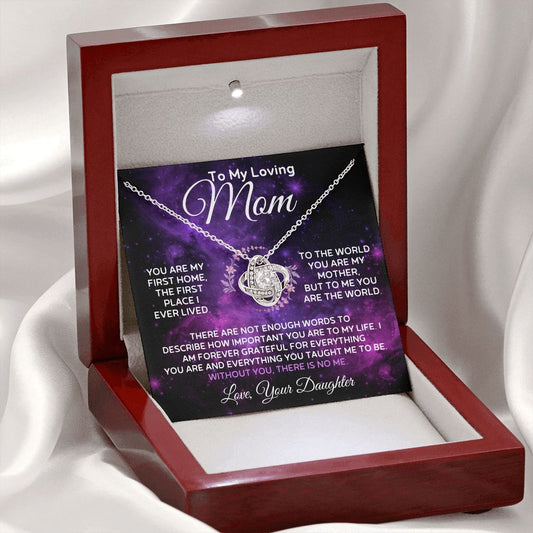 To My Loving Mom From Daughter - My World - Mother's Day Love Knot Necklace