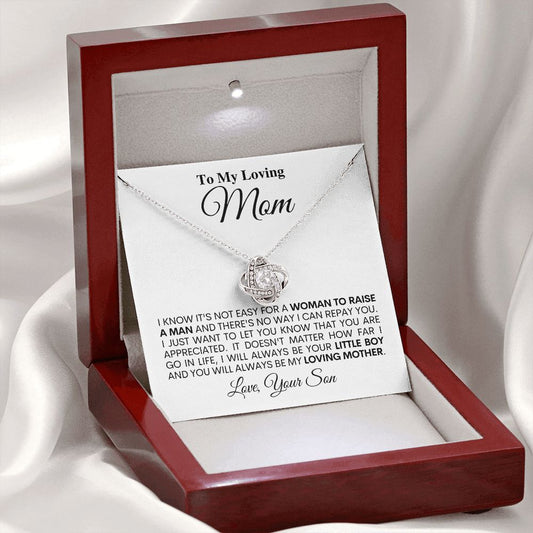 To My Loving Mom - Your Little Boy - Mother's Day Love Knot Necklace