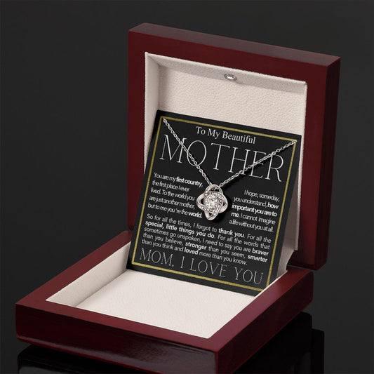 To My Beautiful Mother - My World - Mother's Day Love Knot Necklace