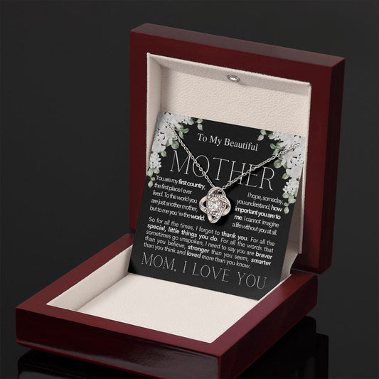 To My Beautiful Mother - My World - Mother's Day Love Knot Necklace