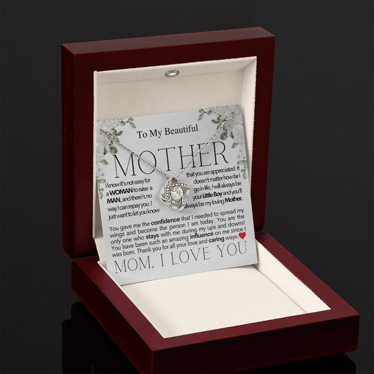 To My Beautiful Mother - Raise A Man - Mother's Day Love Knot Necklace