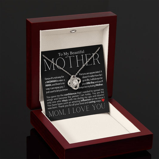 To My Beautiful Mother - Raise A Man - Mother's Day Love Knot Necklace