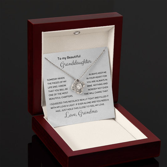 To My Beautiful Granddaughter - Feel My Love - Love Knot Necklace
