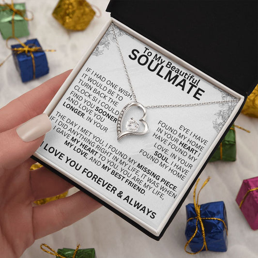 To My Beautiful Soulmate - One Wish - Valentine's Love Heart Necklace