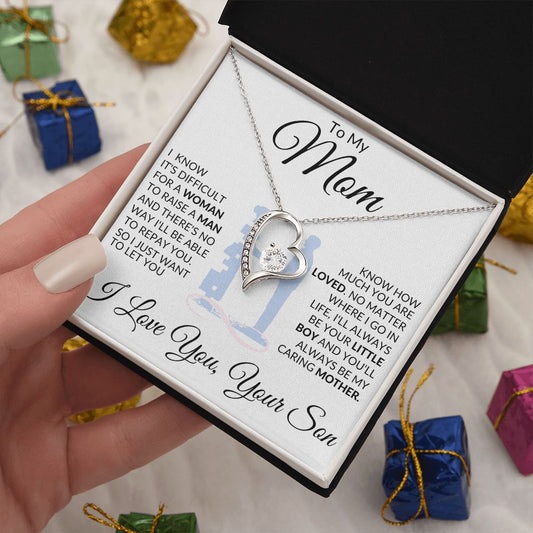 To My Mom -  Piece Of You - Valentine's Love Heart Necklace