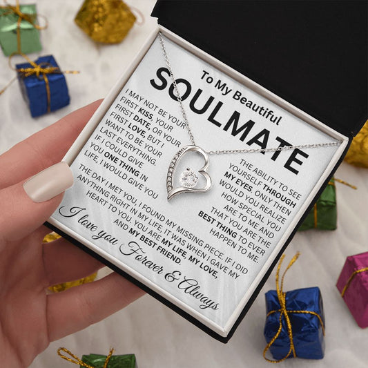 To My Soulmate - First Kiss - Valentine's Love Heart Necklace
