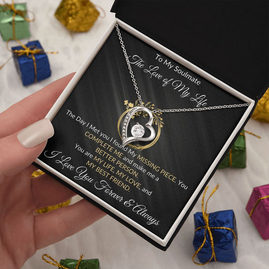 To My Soulmate - You Complete Me - Valentine's Love Heart Necklace