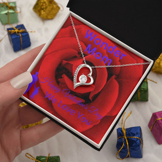 To My Mom - Wonder Mom - Valentine's Love Heart Necklace