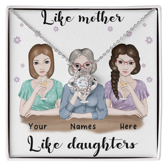 Personalized Message - Like Mother Like Daughter - Love Knot Necklace